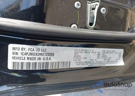 2021 Jeep Cherokee Limited 4X4 z USA, uszkodzony, nr VIN 1C4PJMDX0MD123256